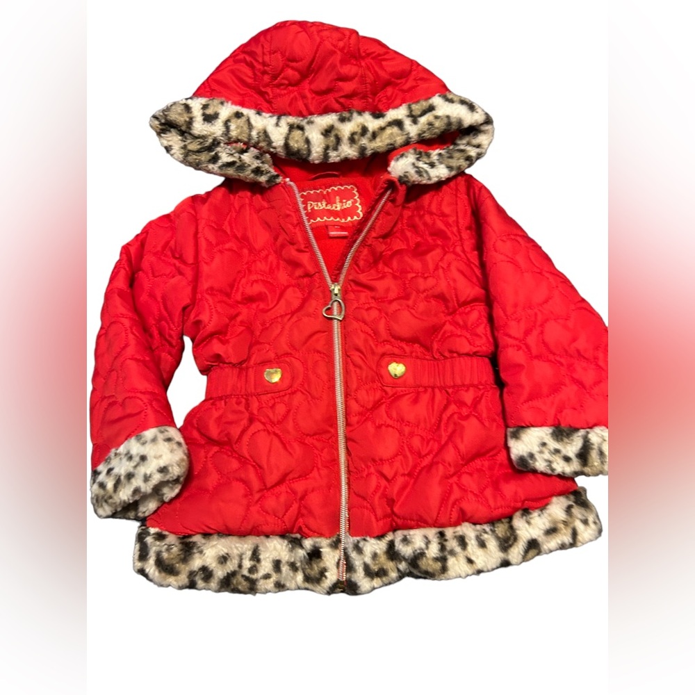 Pistachio Jacket Faux Fur Fleece Bubble Puffer Coat size 3T